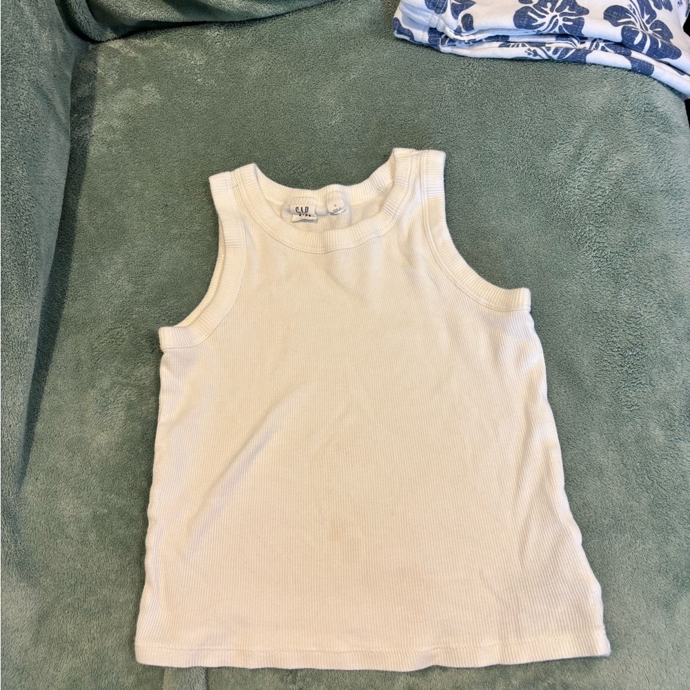 GAP Kids Cream Ribbed Tank Top - Neutral Sleeveless Tee